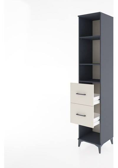 Hyperion Dolap 3 Raflı 2 Çekmeceli 44x44x221 Antrasit-aytaşı Antrasit