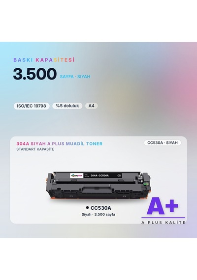 Hp 304a Cc530a Siyah Uyumlu Toner A Plus / Color Laserjet Cp2025 / Cm2320