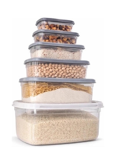 Ceritoğlu Hava Geçirmez 6'lı Saklama Kabı Stackable Iç Içe Geçer-bpa Free-dikdörtgen Şeffaf
