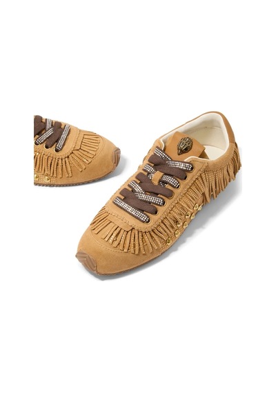 Kurt Geiger Islington Fringe Deri Lüks Tasarım Kadın Sneaker Kahverengi