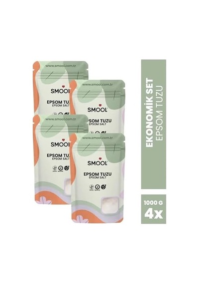 Epsom Tuzu 4&apos Lü Set 4x1000 Gr İngiliz Tuzu Katkısız, Banyo Tuzu Ayak Banyosu Peeling 4 Kg 06806776