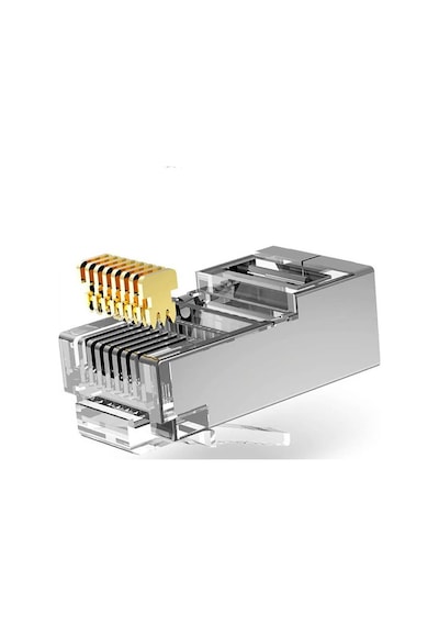 Koodmax - 100 Adet - 3u" Gold Plated Stp Cat5e Rj45 Metal Konnektör - 8p8c Ethernet Kablo Ucu Jack
