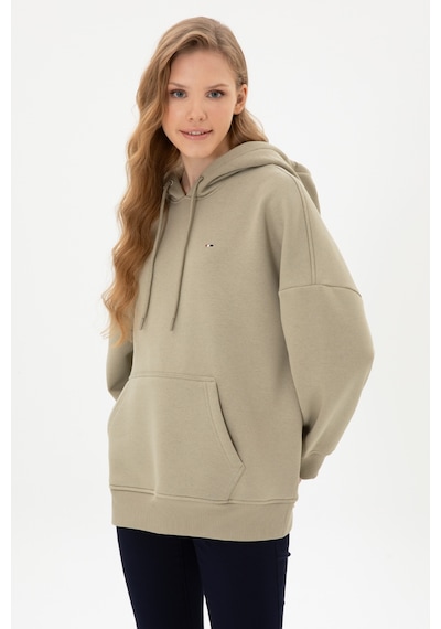 U.S. Polo Assn. Kadın Açık Haki Şardonlu Kapüşonlu Sweatshırt 50313567-VR183