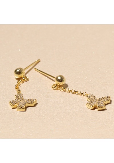 Sallantılı Kelebek Küpe 717088 Gold Gümüş