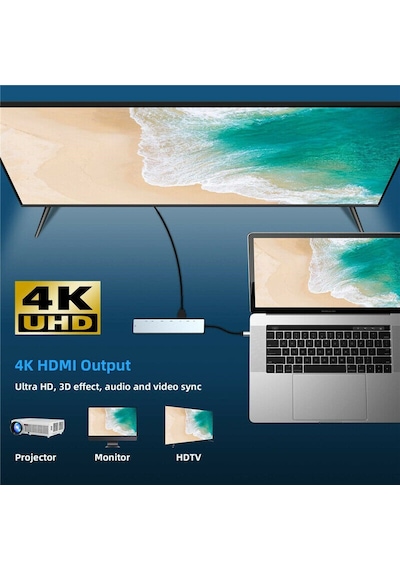 Ethernet Usb Type-C Hub Hdmı Girişili Apple Uyumlu MacBook Air Pro Çevirici