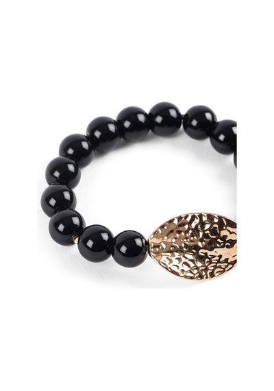 Siyah Taşlı Gold Detaylı Bileklik W26blk008 Uw26blk00810 Çok Renkli