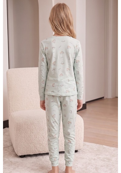 Siyah İnci Pamuklu Likralı Örme Pijama Takım 26241182 Yeşil