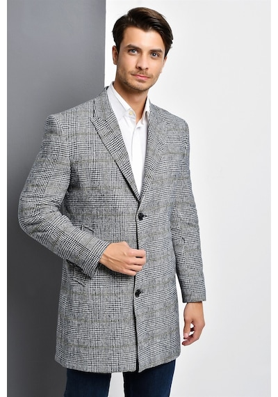 Plt8390 Dewberry Erkek Palto-ekose Gri