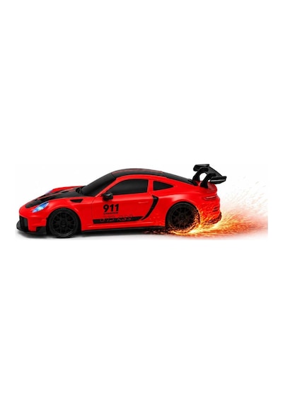 Uzaktan Kumandalı Kıvılcım Efekt Porsche Drift Yarış Arabası 4 Adet Yedek Lastik 26 Cm Sesli Oyuncak Kırmızı