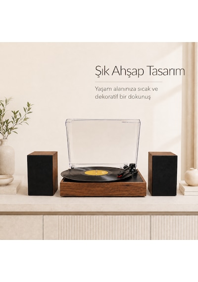 Record Master Rm-519 Pikap - Bluetooth Özellkli - 33 Ve 45 Devir Plaklar İle Uyumlu - Güçlü Ses Ahşap Kahverengi