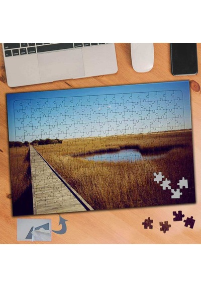 Gölde Sarı Otlar Doğa Manzarası 240 Parça Puzzle Yapboz Tablo-025