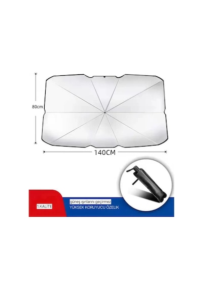 Katlanabilir Araba Ön Cam Güneşlik Şemsiye 140x79 Cm Uv Koruyucu Oto Gölgelik 1 Adet