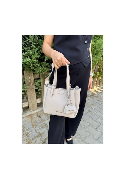 Just Polo Kadın Yeni Sezon 3 Bölmeli Yumuşak Deri Lüks Ve Şık Dokunuş El & Omuz Çantası Shoulder Bag Ekru 85782561