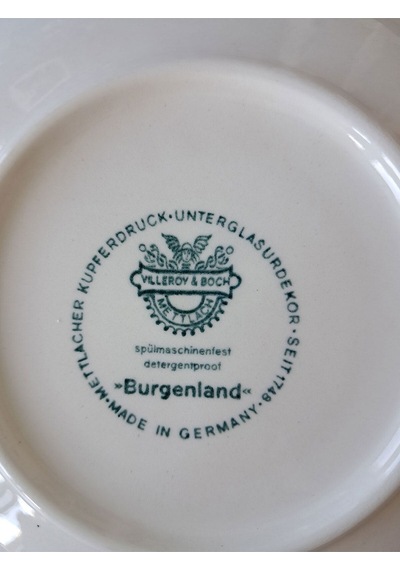 Vintage Burgenland Çiçek Desenli Antika Çay Fincanı Seti Mavi Mavi