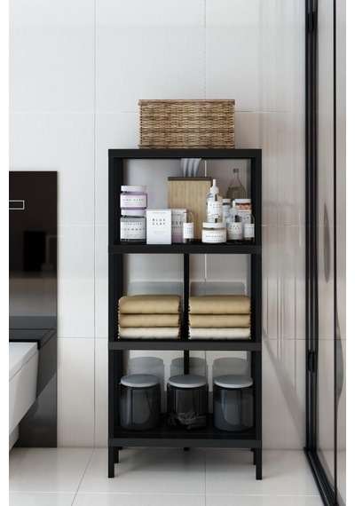Scaffale 4 Banyo Rafı, Plastik Kitaplık, 4 Raflı Organizer, Banyo Rafı, Bahçe Balkon Organizeri Siyah Scaffale 4 Banyo Rafı, Plastik Kitaplık, 4 Raflı Organizer, Banyo Rafı, Bahçe Balkon Organizeri Siyah
