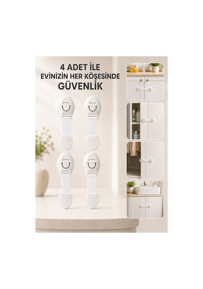 Novento 4 Adet Çok Amaçlı Çocuk Güvenlik Kilidi Dolap, Çekmece Ve Gardırop İçin