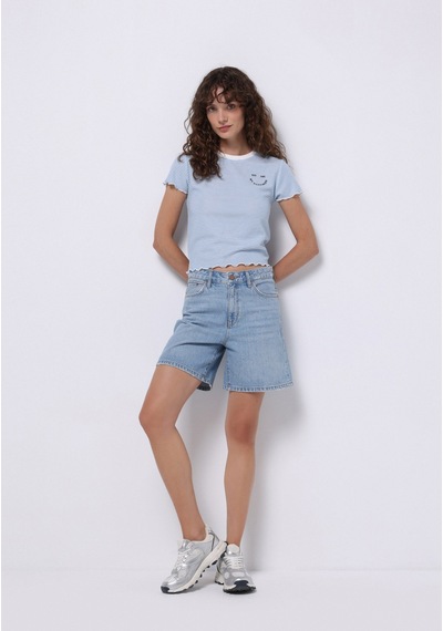 Colin's Colins Mom Fit Yüksel Bel Düz Kadın İndigo Jean Şort Cl1074769 Q1.v1 Dn09137 Mavi