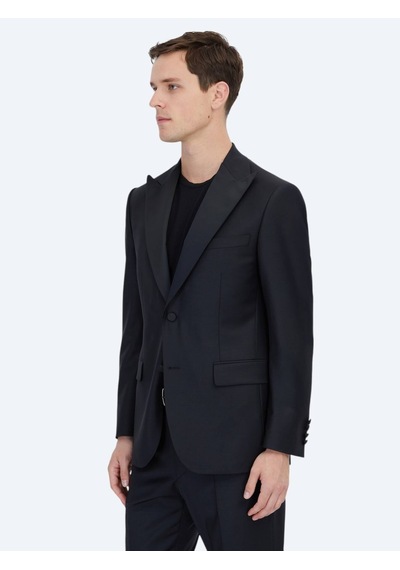 Kip Siyah Düz Modern Fit Prinç Smokin Takım Elbise