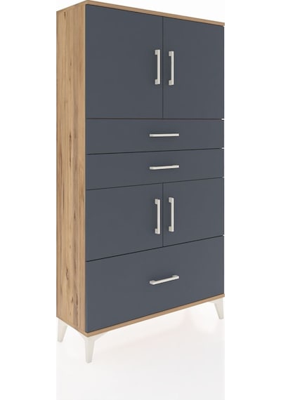 Arges Dolap 3 Raflı 3 Çekmeceli 4 Kapaklı 88x30x163 Çam-antrasit Çam