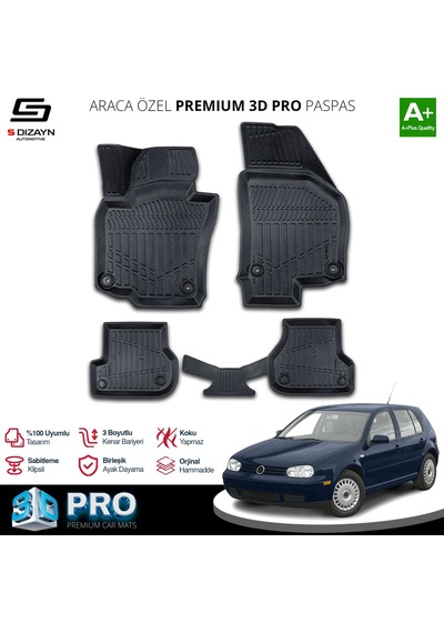 S-dizayn Vw Golf 4 3d Pro Havuzlu Paspas 1997-2005 A+ Kalite