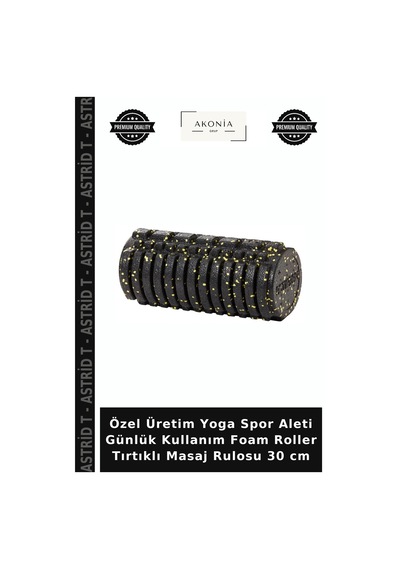 Özel Üretim Yoga Spor Aleti Günlük Kullanım Foam Roller Tırtıklı Masaj Rulosu 30 Cm Siyah - Sarı