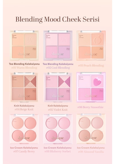 Dasique Karıştırılabilir Renk Tonlarına Sahip 4 Lü Allık Paleti Blending Mood Cheek 10 Muted Nuts 10 Muted Nuts