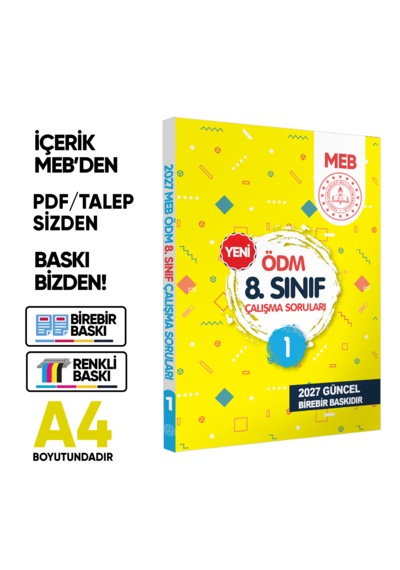 2027 Lgs 8.sınıf 4lü Çıkmış Meb Örnek Sorular Ve 6lı Modül Ödm Set Çalışma Kitabı A4 Renkli Baskı