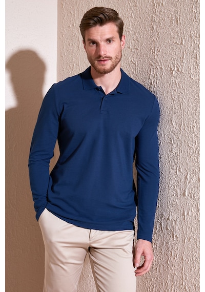 Buratti % 100 Pamuk Slim Fit Polo Yaka Erkek Sweat 5905707 Indigo
