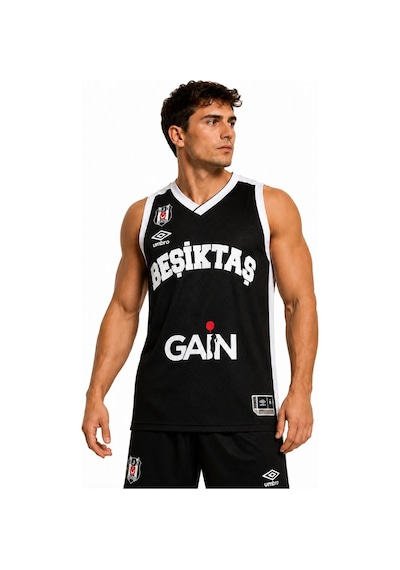 Beşiktaş Umbro Sponsor Baskılı Erkek Basketbol Forması Siyah