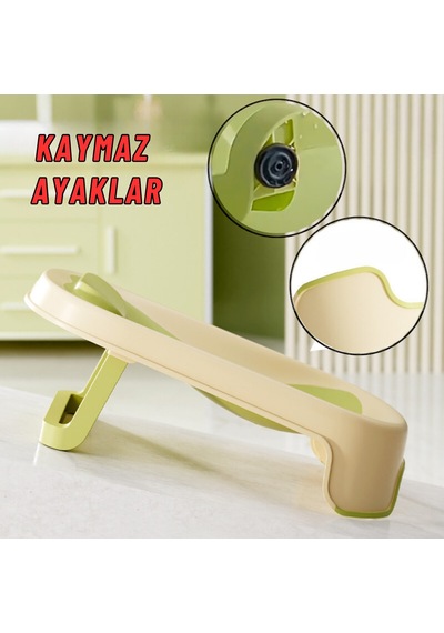 Katlanabilir Silikon Bebek Besleme Ve Yıkama Banyo Oturağı Alt Değiştirme Sehpası Yeşil