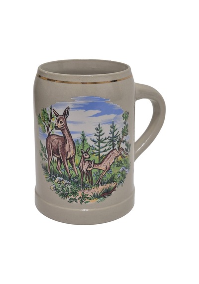 Vintage Tankart Ceylan Figürlü Alman Bira Bardağı 13,5cm