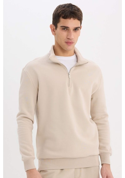 DeFacto Comfort Regular Fit Rahat Kalıp Fermuarlı Dik Yaka Basic Düz Sweatshirt X7405AZ25SPBG735