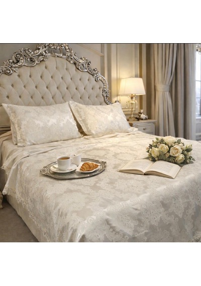 Goldroom Home Dantelli Pike Takımı Çift Kişilik Krem