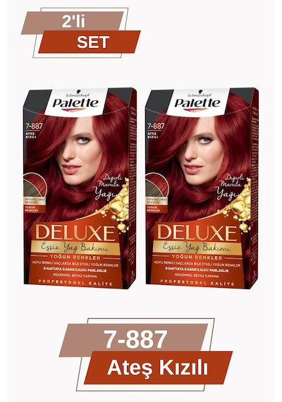 Palette Deluxe Yoğun Renkler 7 - 887 Ateş Kızılı X 2 Adet Saç Boyas