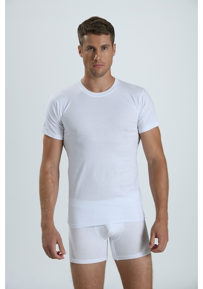 Pemilo Erkek 104  Sıfır Yaka Kısa Kol T-Shirt Atlet BEYAZ