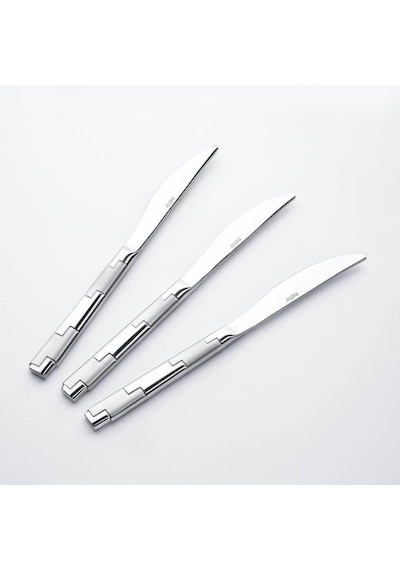 Nehir 12 Adet Londra Model Satenli Pasta Bıçak 304 Kalite 10 mm Gümüş