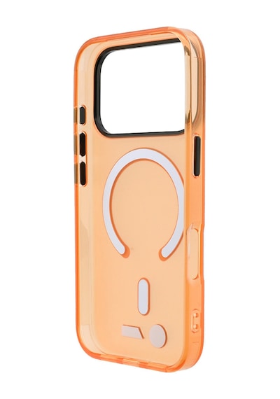 Apple Uyumlu iPhone 18 Pro Uyumlu Kılıf Bmw Lisanslı M-safe Özellikli Metal Buton Buzlu Iml Baskılı Kapak Turuncu
