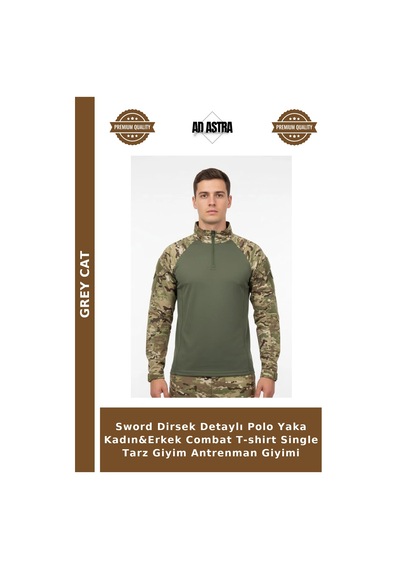 Grey Cat Sword Dirsek Detaylı Polo Yaka Kadın&erkek Combat T-shirt Single Tarz Giyim Antrenman Giyimi Çok Renkli