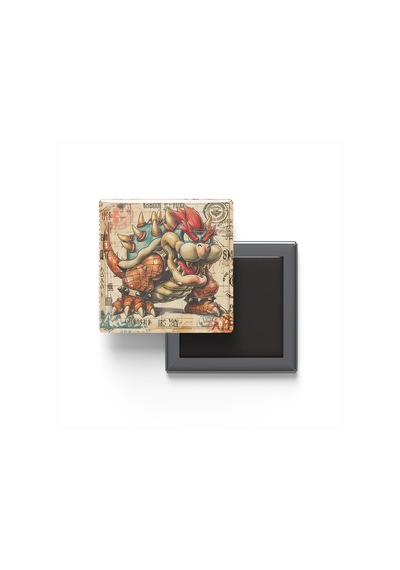 Bowser - Baskılı Buzdolap Magneti Kare - 9x9 Cm