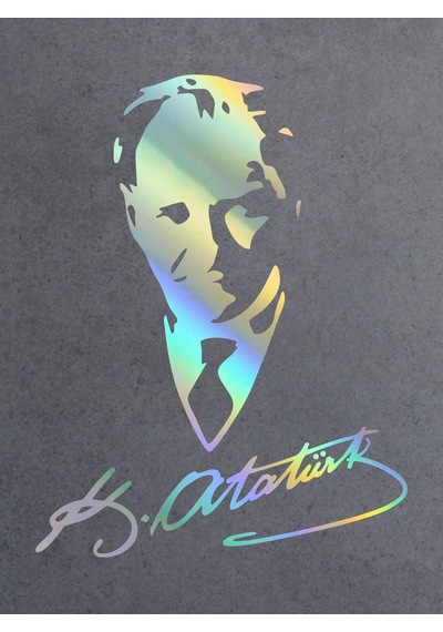 Hologramlı Janjanlı Atatürk Ve İmza Sticker - Araba Oto Motosiklet Sticker 02527 25x19 Cm