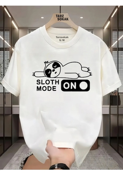 Startmore Unisex Sloth Mode T-shirt Beyaz