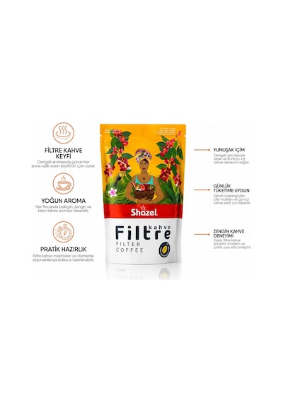 Shazel Filtre Kahve Öğütülmüş Doypack 250 Gr 12 Paket