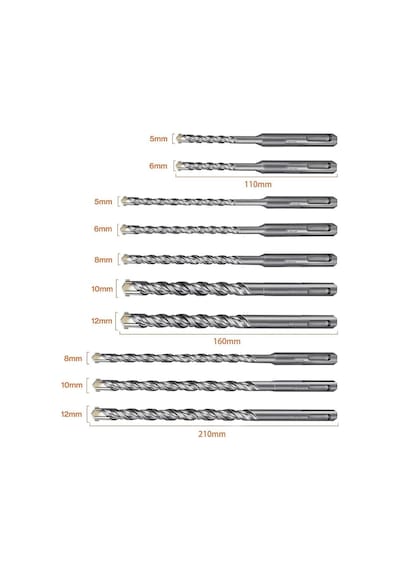 Cat Da03901 10 Parça Tungsten Karbür Sds-plus Beton Matkap Uç Seti