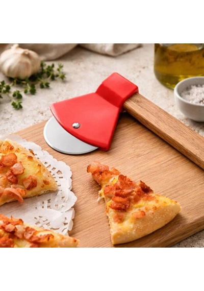Büro Ev Ofis Mutfağı İçin Ahşap Saplı Paslanmaz Çelik Bıçaklı Balta Stil Pizza Kesici Diğer