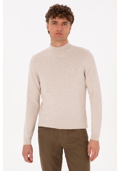 U.S. Polo Assn. Erkek Slim Fit Yarım Balıkçı Yaka Taş Basic Kazak 50307783-VR225