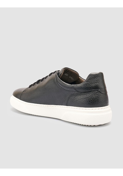 %100 Hakiki Deri Siyah Erkek Sneaker Siyah