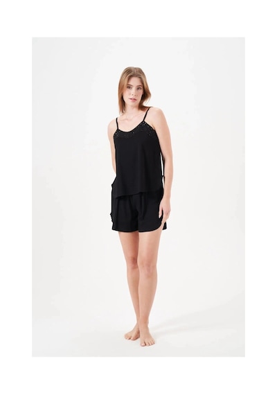Angbutik Pjs 29007 Kadın İp Askılı Şort Takım Siyah