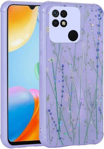 Xiaomi Poco C40 Kılıf Simli Desenli Kamera Korumalı Parlak Zore Popy Kapak Dallar