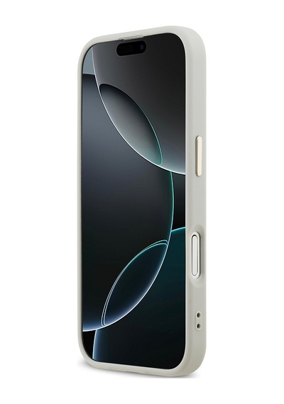 Apple Uyumlu iPhone 17 Kılıf Lisanslı 4g Büyük Metal Kamera Çerçeveli Ve Logolu Glitter Kapak Gri Gri