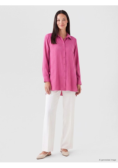 Lcw Everyday Fuşya Oversize Modal Karışımlı Kadın Gömlek Tunik